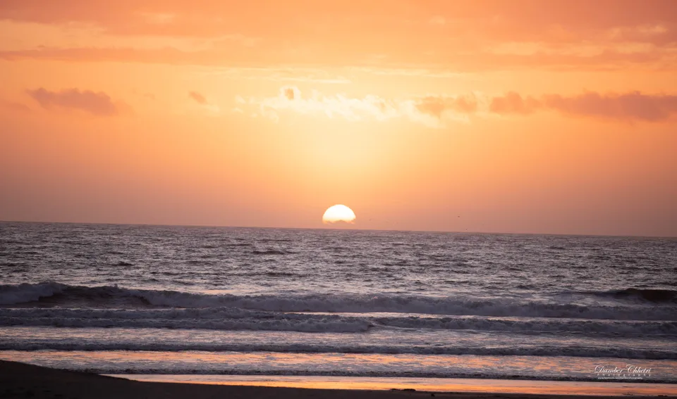 Warm orange sunset over the ocean